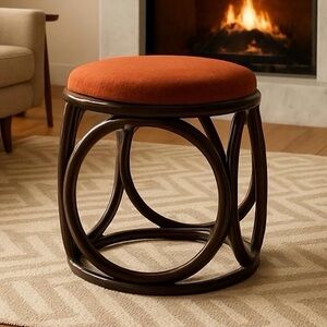 Brown Circular Wooden Stool